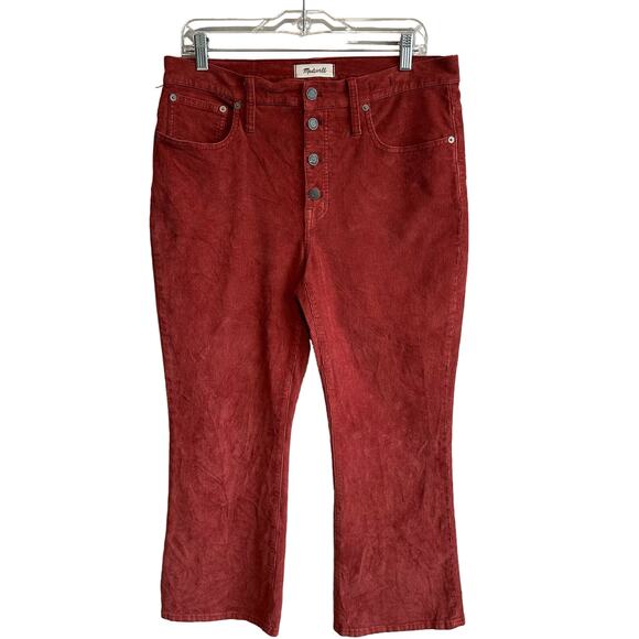 Madewell Cali Demi Button Fly Corduroy Pants Rust Orange 31 - Picture 2 of 10
